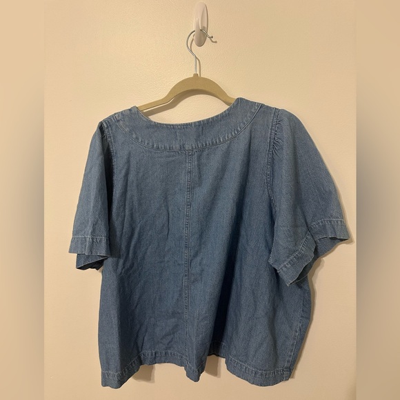 Madewell Blue, V-Neck Denim Top/Blouse - Picture 2 of 4
